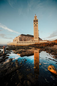 Casablanca mosque water reflection