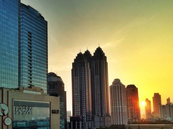 Sunset over city