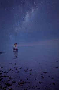 Scenic view of sea against sky at night