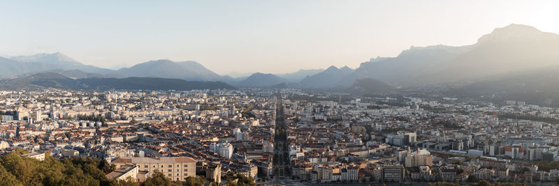 High angle view of buildings in city