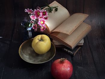 High angle view of food on table