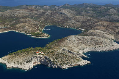 High angle view of lake