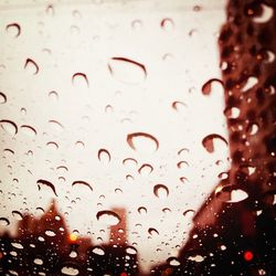 Close-up of water drops on glass