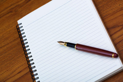 High angle view of pen on table