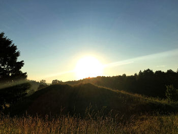 Sun shining over landscape