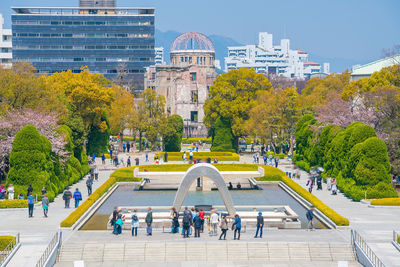 Group of people in front of building