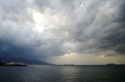 Scenic view of sea against cloudy sky