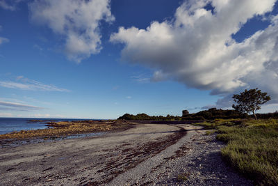 Scenic view of sea against cloudy sky