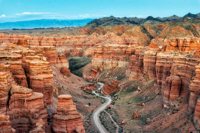 Aerial view of rock formations