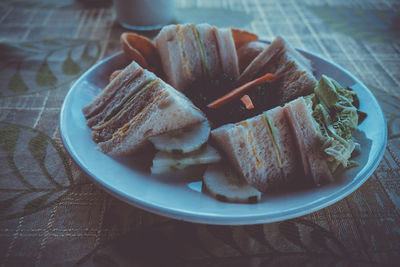 Close-up of food in plate on table