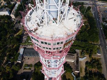 High angle view of ferris wheel in city