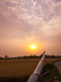 Scenic view of field against sky during sunset