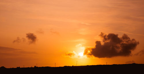 Scenic view of dramatic sky during sunset