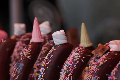 Close-up of frozen bananas for sale at store