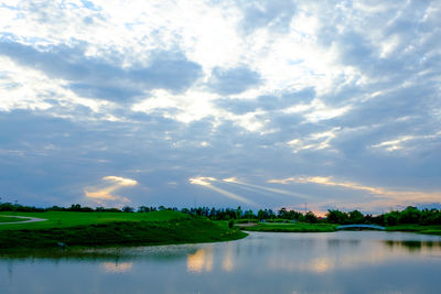 View of river against cloudy sky