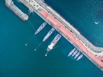 High angle view of ship on sea