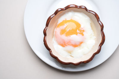 High angle view of breakfast in plate