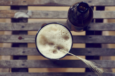 Close-up overhead view of a drink in glass