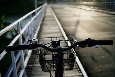 Bicycle on footbridge in city