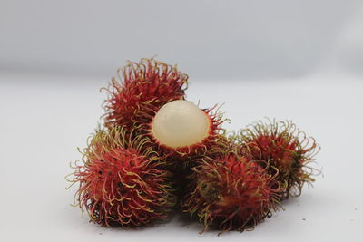 Close-up of pineapple on white background