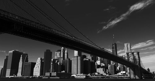 Low angle view of suspension bridge