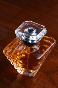 High angle view of drink on table