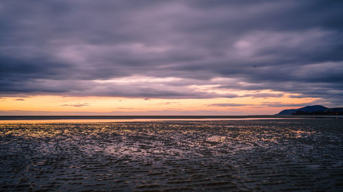 Scenic view of sea against dramatic sky