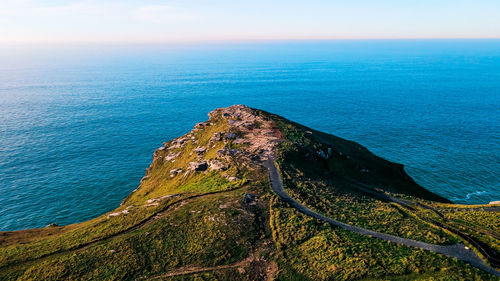 Flying landscape of the atlantic ocean aerial view