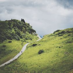 Scenic view of landscape against cloudy sky