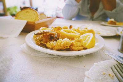 Close-up of food in plate on table