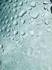 Full frame shot of raindrops on glass