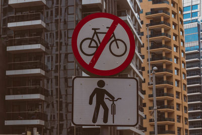 Prohibition sign for cycling in the city. high quality photo