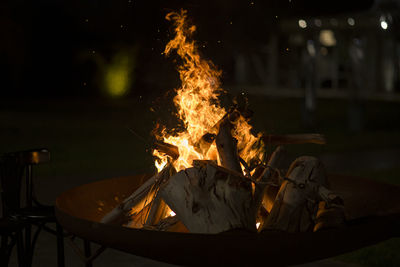 File and flame blue and orange fire in night scene. you can see the fire burning in outside 