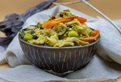 Close-up of meal served in bowl