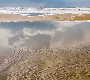 High angle view of beach against sky