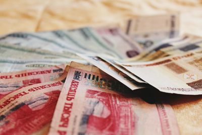 Close-up of book on table