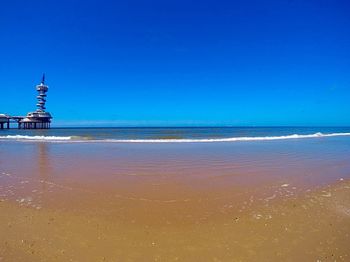 Scenic view of sea against clear sky