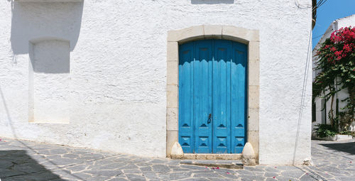 Closed door of building