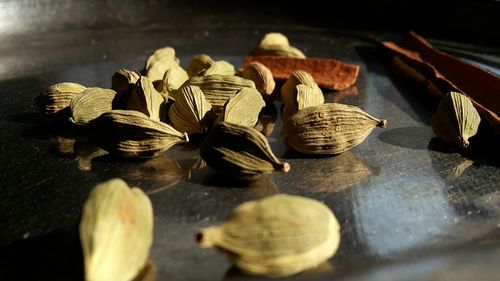 Close-up of food and garam masala on table