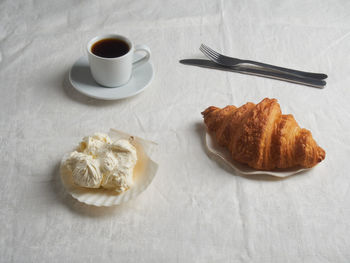 High angle view of food on table