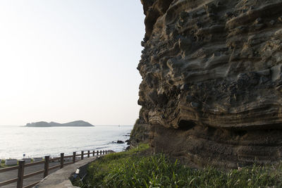 Scenic view of sea against clear sky