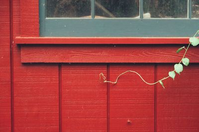 Close-up of red wooden wall