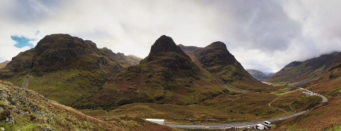 Large view of the three sisters in the valley of glencoe, ballachulish, highland, scotland
