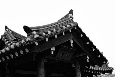 Low angle view of temple against clear sky