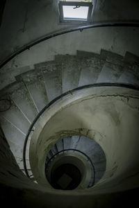 High angle view of spiral staircase in building