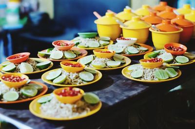 Close-up of food on table