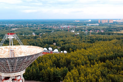 High angle view of cityscape against sky