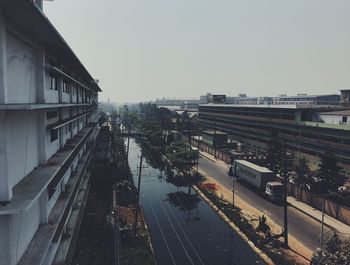 Panoramic view of city against clear sky