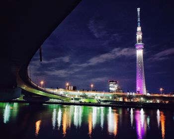 Illuminated city at night