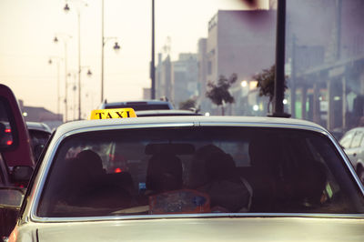 Taxi on street in traffic